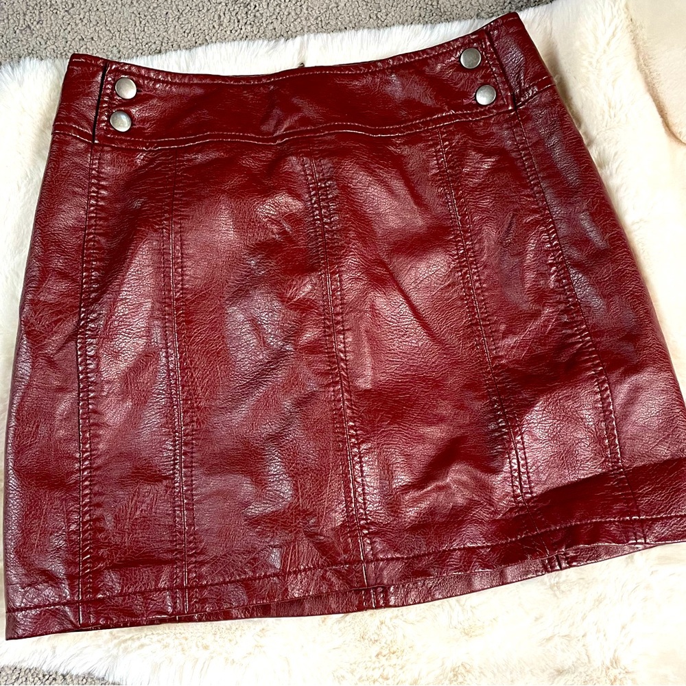 Free People Leather Skirt Maroon